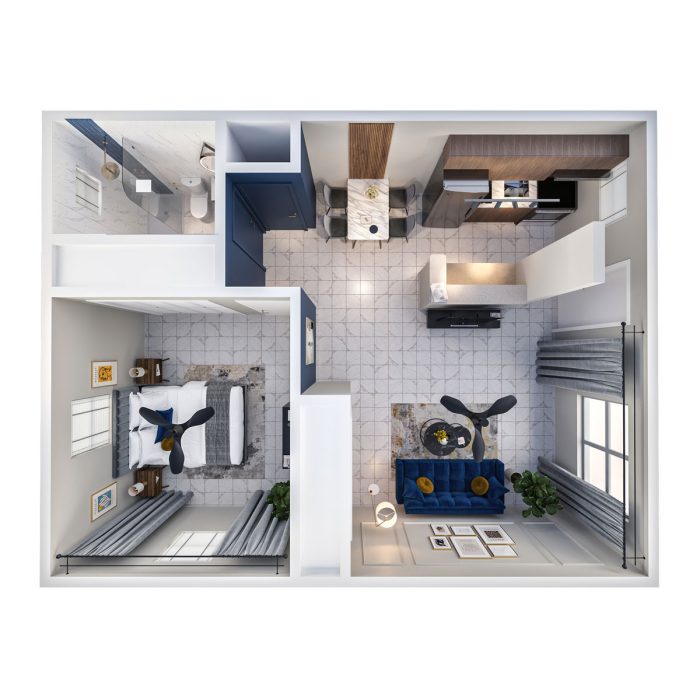 1 Bedroom 3D Floor Plan